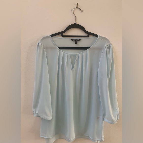 SZ L Express Light Blue Long Sleeve Blouse - Picture 1 of 6